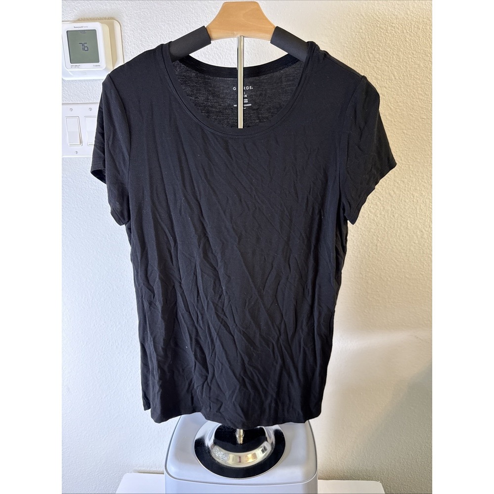 George Women's Short Sleeve Top Black Size L‎ (12-14)
